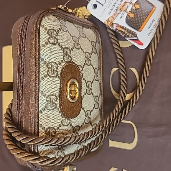 GUCCI ULTRA RARE VINTAGE LATE 1960’S GG COATED CANVAS CROSS BODY POUCH BAG - Picture 10 of 17